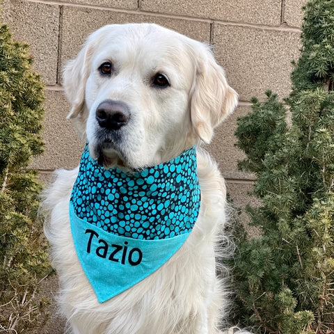 Personalized Teal Embroidered Bandana