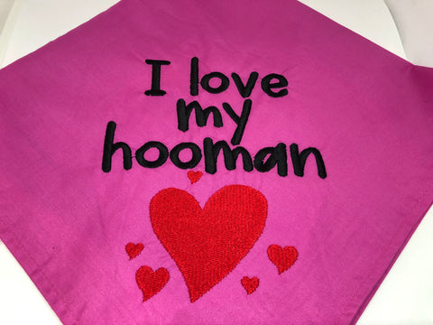I Love My Hooman Embroidered Bandana Large