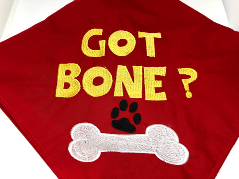 Got Bone? Embroidered Bandana Large